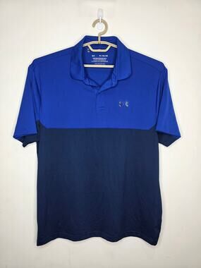 Under Armour blue colorblock short sleeve polo shirt - XL